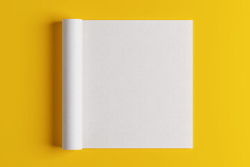Creative Design Template Concept. Blank Rolled White Paper Sheet. 3d Rendering