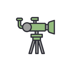 Stylish Icon Depicting An Optic Instrument On A Tripod Setup