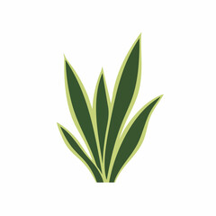 Stylized Green Plant with Pale Yellow-Green Leaf Edges