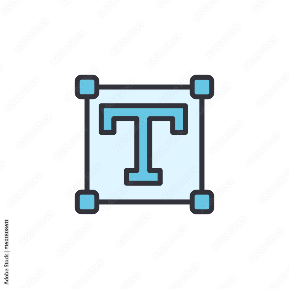 Poster isolated letter t with text selection box for graphic design project