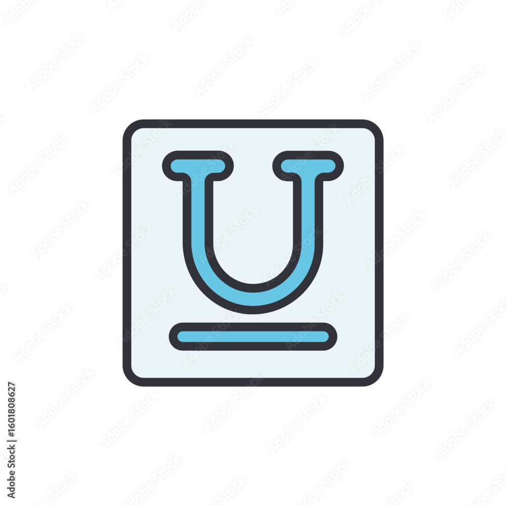 Poster underline symbol in square frame for text formatting option