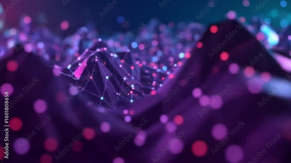 Aufkleber abstract network background with glowing dots and polygonal connections.