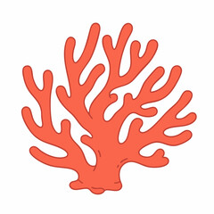 Obraz premium Vibrant Coral Branch Illustration: Detailed Red Seaweed Design