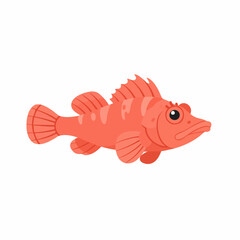 Fototapeta premium Cartoonish Coral-Colored Fish with Detailed Fins and Striated Markings