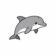 Fototapeta premium Adorable Cartoon Dolphin Leaping Joyfully