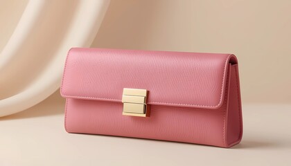 Trendy compact handbag in soft peach leather with textured surface, elegant fashion item for casual attire