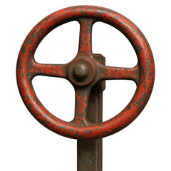 Obraz premium Vintage Industrial Valve Wheel with Rust and Weathered Surface, Representing Mechanics and Engineering