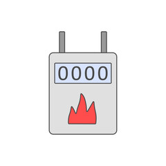 Digital gas meter icon featuring a display and flame symbol, ideal for illustrating smart energy tracking, automated billing systems, and IoT-based utility management.