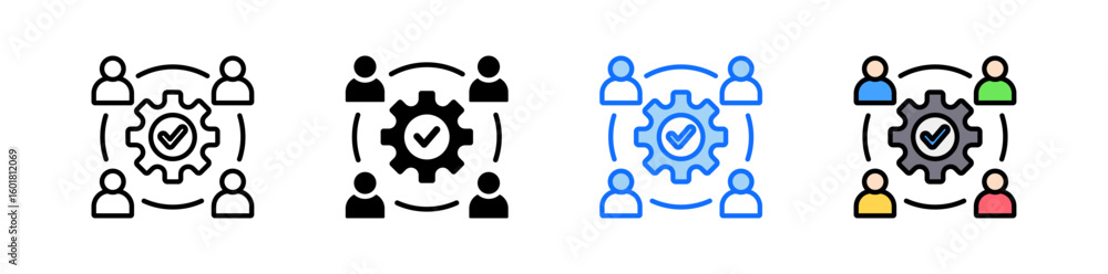 Poster collaboration icon set multiple style collection