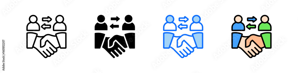 Poster relationship icon set multiple style collection