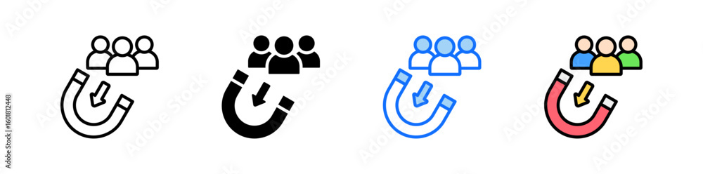 Poster customer retention icon set multiple style collection
