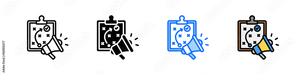 Poster marketing strategy icon set multiple style collection