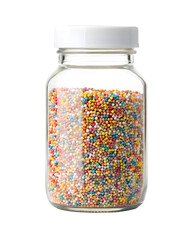 Colorful sprinkles fill a jar, perfect for baking projects and sweet treat designs, adding vibrant joy