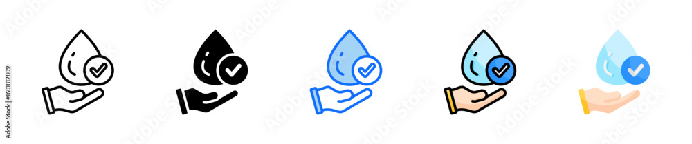 Poster clean water droplet icon set multiple style collection