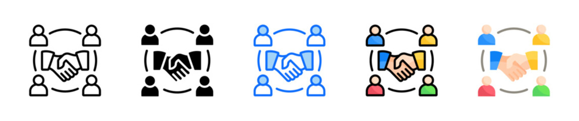 Community Building Icon Set Multiple Style Collection