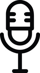 Vintage Microphone Icon: A classic microphone icon in a sleek, minimalist style, perfect for representing recording, podcasts, music, and broadcasting concepts. 