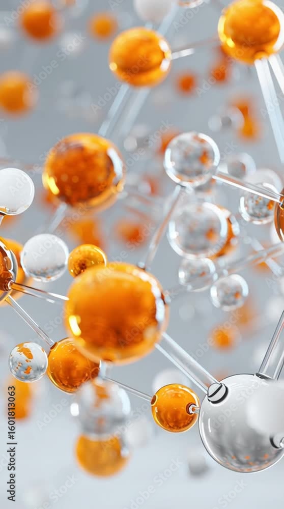 Poster molecular network: an intricate web of molecular structures, showcasing interconnected spheres, illu