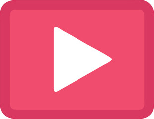 Pink Rounded Square With White Play Button, Multimedia Or Video Concept