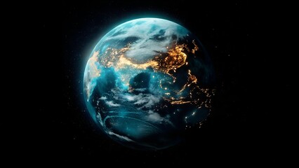 Obraz premium Planet Earth from space with illuminated city lights in Asia