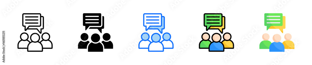 Poster communication icon set multiple style collection