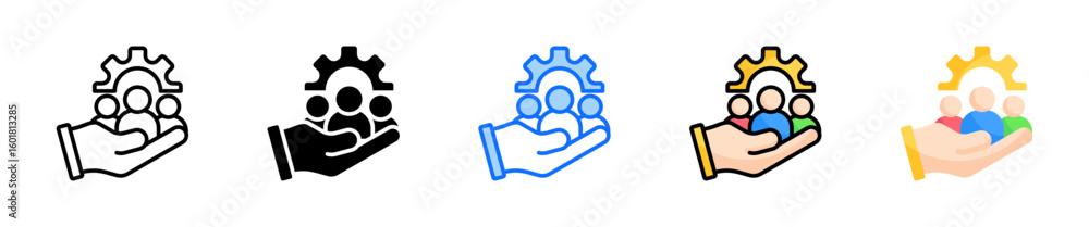 Poster human resources icon set multiple style collection