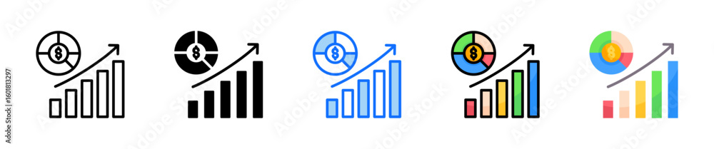 Poster market icon set multiple style collection