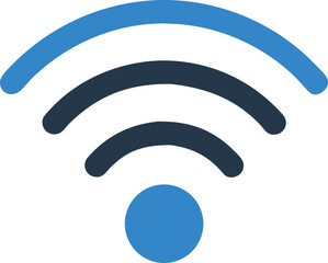 Simple black and white wifi signal icon illustration, internet connectivity