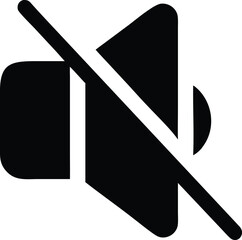 Speaker Icon with Mute Symbol Depicted in Black Line Art on White