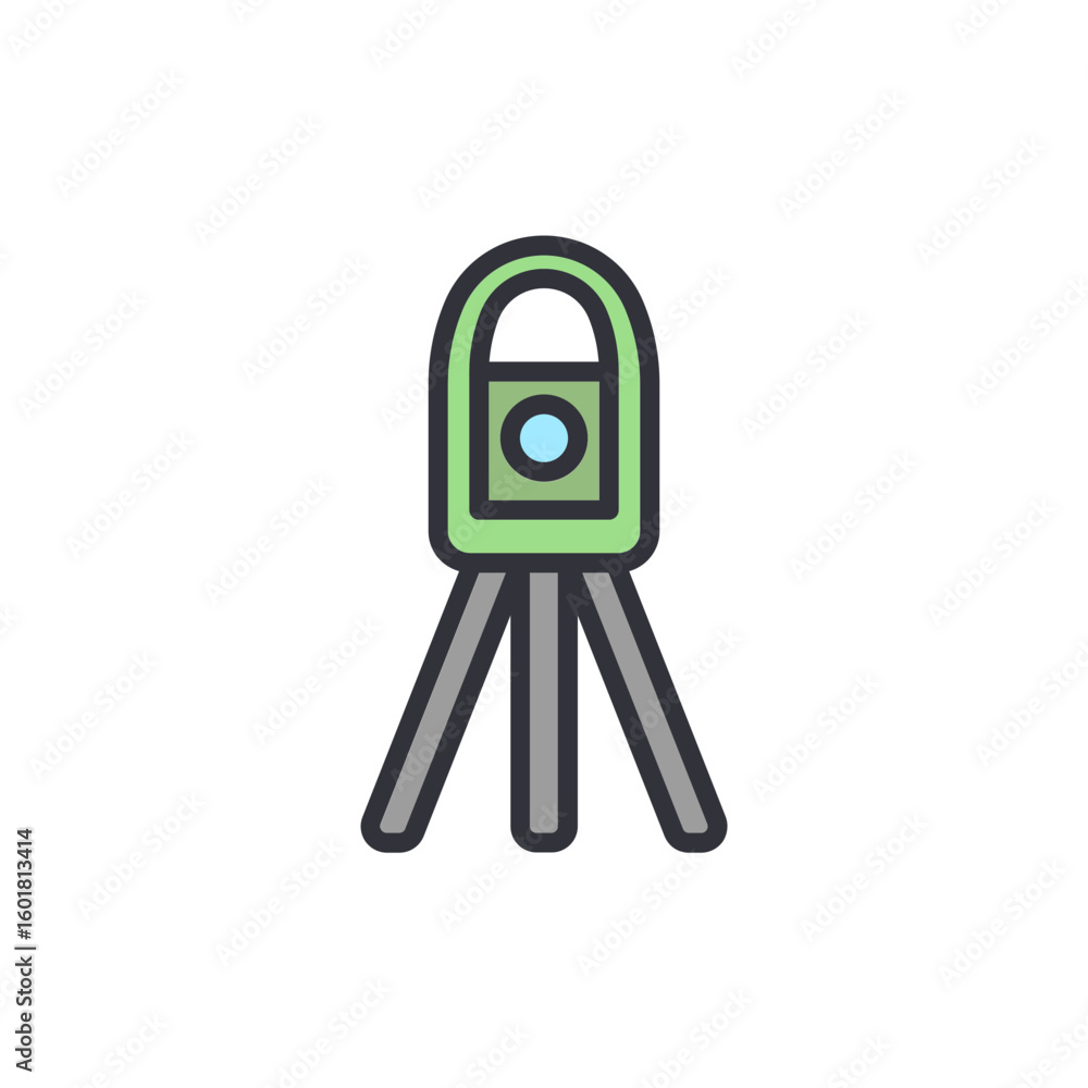Poster colorful theodolite device isolated on transparent background design