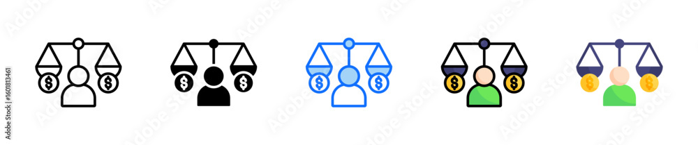 Poster impartiality icon set multiple style collection