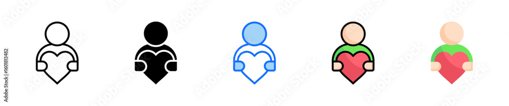 Poster self esteem icon set multiple style collection
