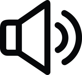 Audio Speaker Icon: A minimalist black and white speaker icon, ideal for representing sound, audio, or multimedia concepts.