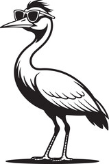 Obraz premium A cool heron wearing sunglasses, with a fun summer vibe Transparent png vector