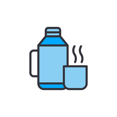Simple Illustration Of A Thermos And Cup With Rising Vapor Icon