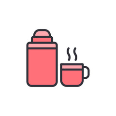 Stylized Thermos And Hot Drink Illustration On Transparent Backdrop