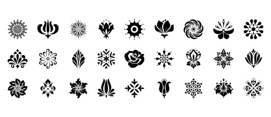 Flower icons set. Isolated elements for design. Vector graphics.