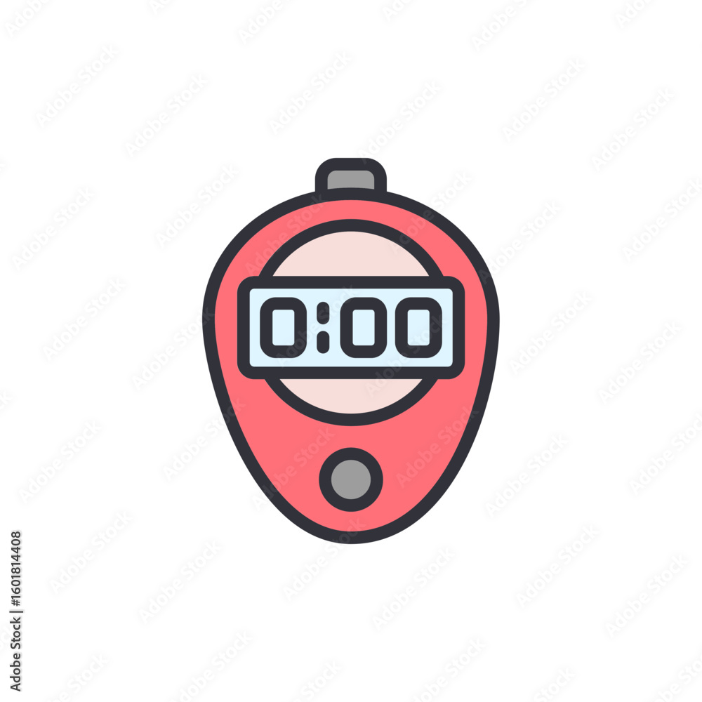 Poster stylized timer illustration displaying zero seconds on a transparent field
