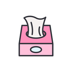 Pink Tissue Box With White Tissues In A Modern Flat Style