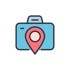 Camera Icon With Location Pointer For Photo Spots And Exploration