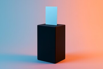 Minimalist black bottle with light blue cap on gradient background