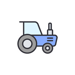 Stylized Illustration Of A Classic Blue Farm Tractor On Display