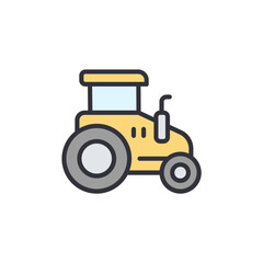 Stylized Depiction Of An Agricultural Tractor In Light Yellow Color