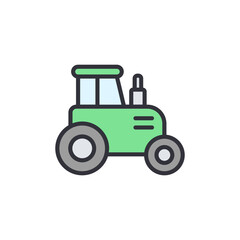 Stylized Green Tractor Icon Symbolizing Agriculture And Farming