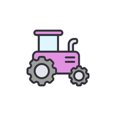 Stylized Tractor Illustration For Agricultural Or Children's Themes