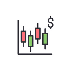 Financial Chart Representing Stock Market Fluctuations And Currency Value