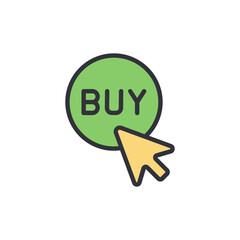 Conceptual Icon Of Buy Button With Cursor On Transparent Background