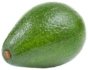 A single ripe green hass avocado fruit with textured skin isolated on transparent background for healthy eating and culinary use