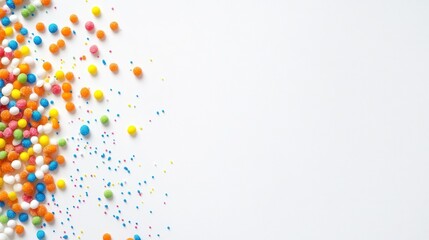 Colorful sprinkles over white background