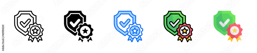 Poster quality assurance icon set multiple style collection