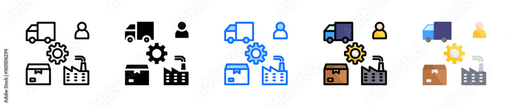 Poster supply chain management icon set multiple style collection